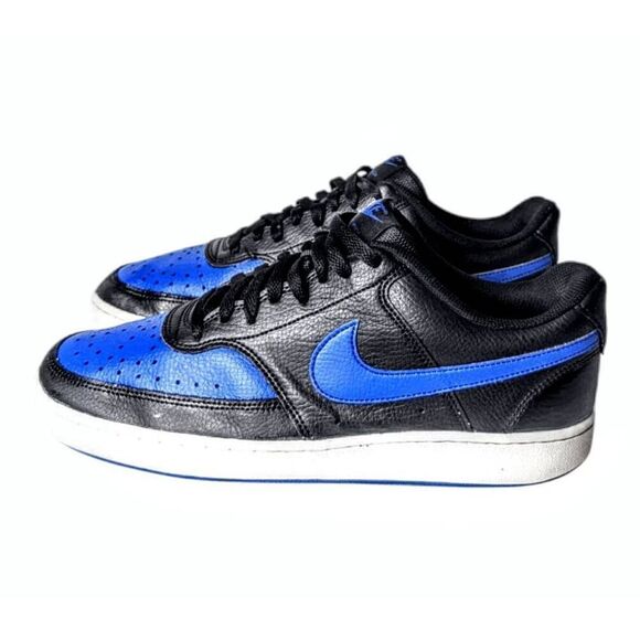 NIKE Court Vision Low "Black/Royal Blue' Sneakers Size 10 - Picture 2 of 9